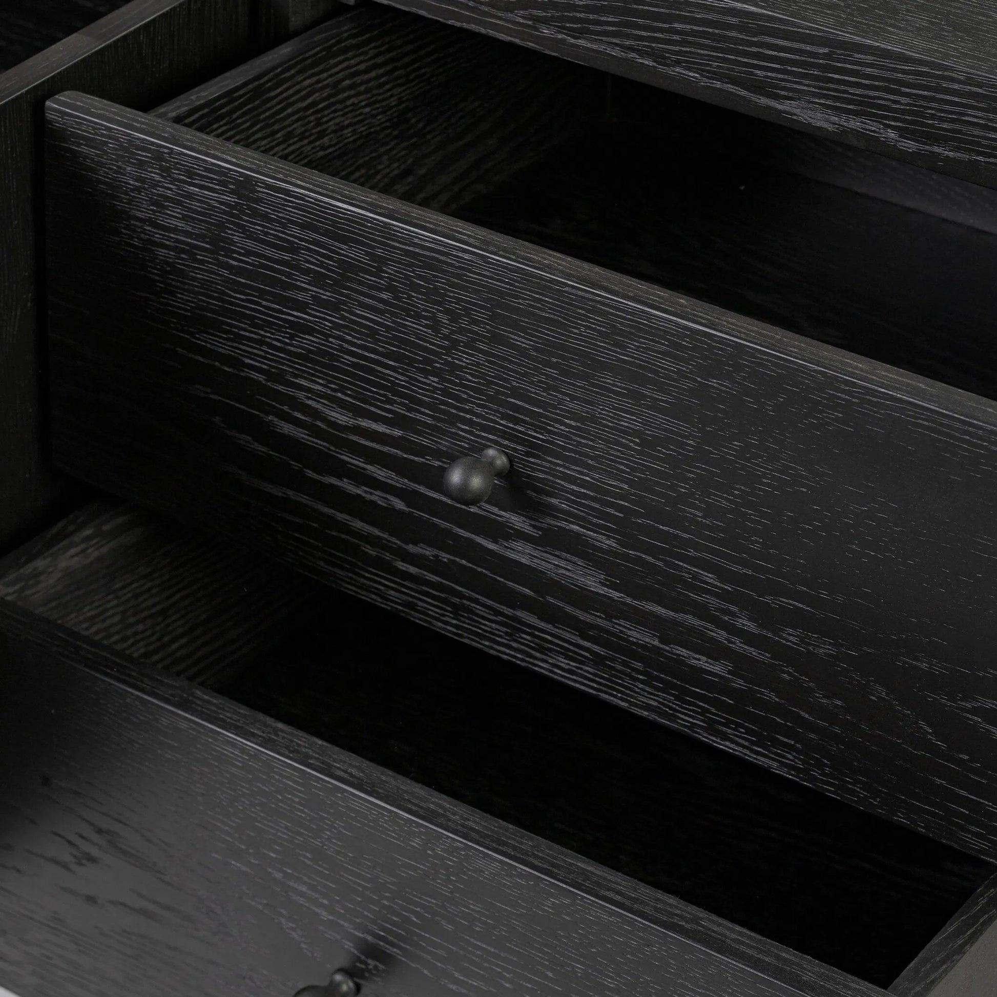 Roark Media Console by Four Hands. Made from oak veneer, solid oak in a transitional style.