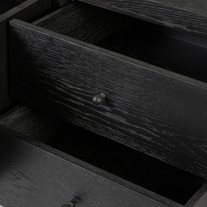 Roark Media Console by Four Hands. Made from oak veneer, solid oak in a transitional style.