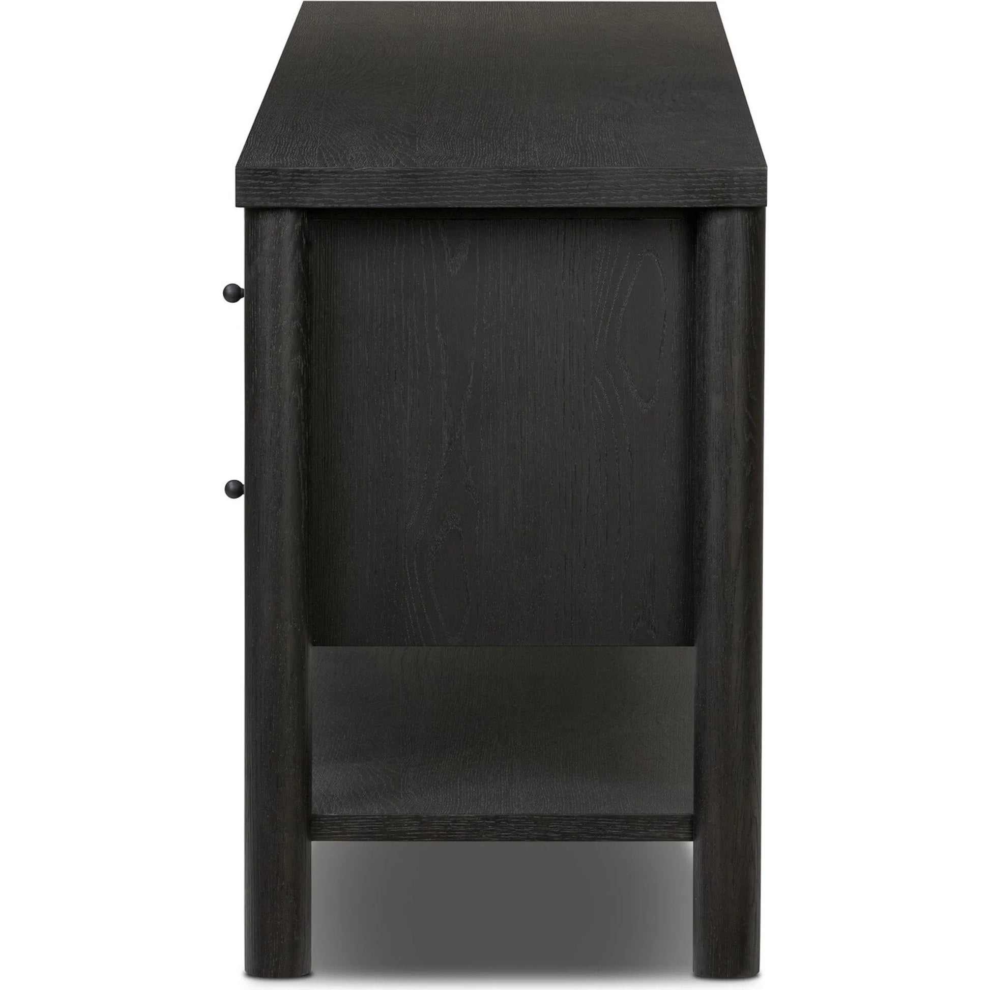 Roark Media Console by Four Hands. Made from oak veneer, solid oak in a transitional style.