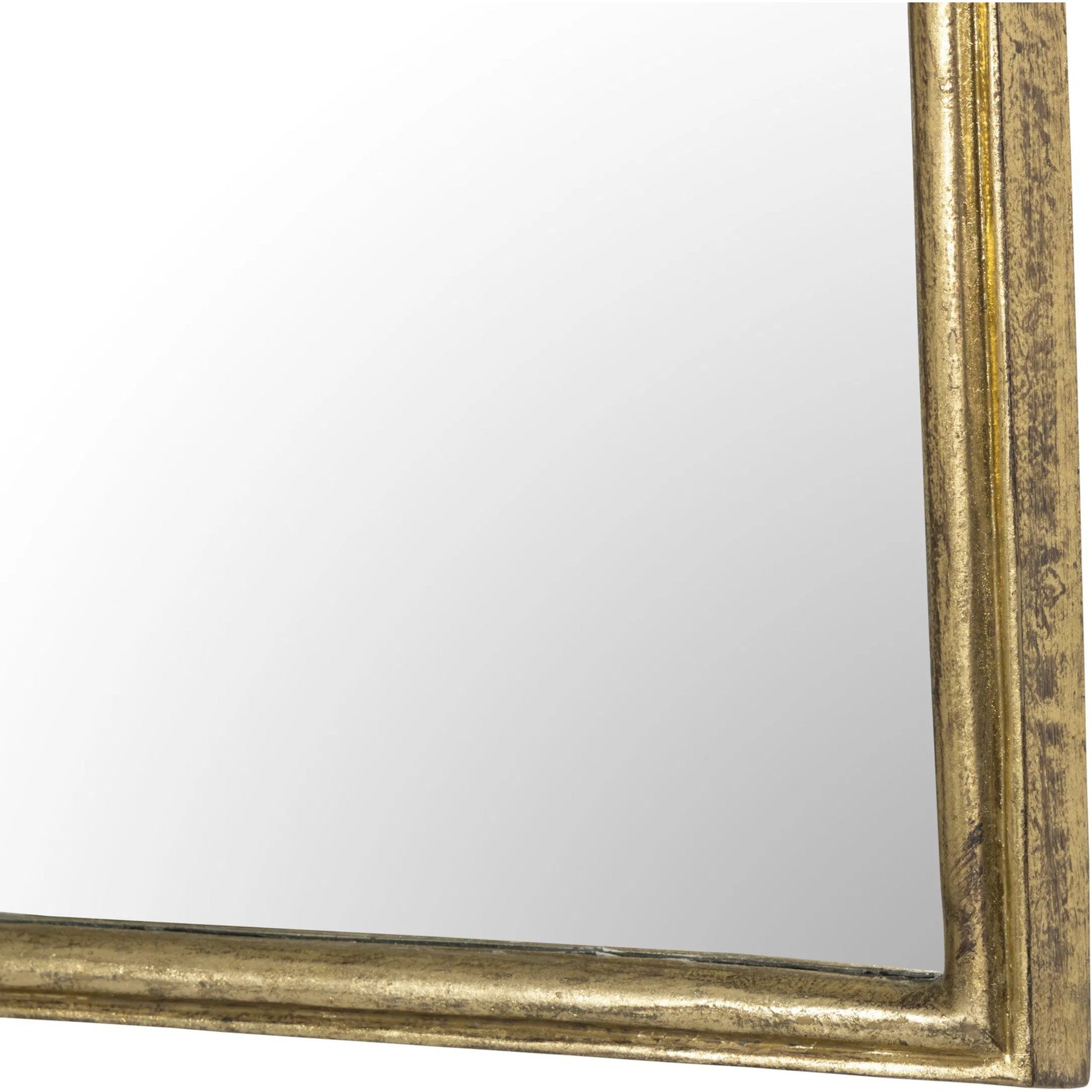 Loire Mantel Mirror by Four Hands in antiqued gold leaf. Made from aluminum, mirror in a unique style.