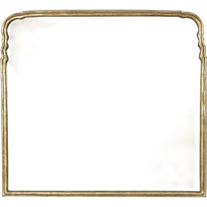 Loire Mantel Mirror by Four Hands in antiqued gold leaf. Made from aluminum, mirror in a unique style.