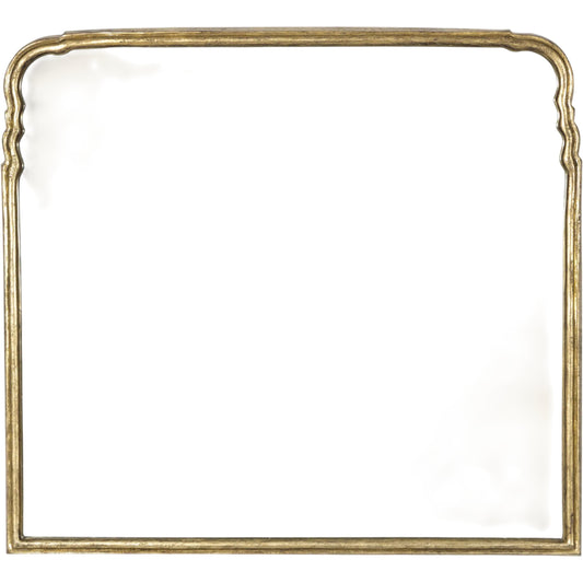 Loire Mantel Mirror by Four Hands in antiqued gold leaf. Made from aluminum, mirror in a unique style.