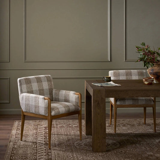 Ledger Dining Chair by Four Hands in dresden pebble, warm oak. Made from 96% pp, 4% pl, solid oak in a unique style.