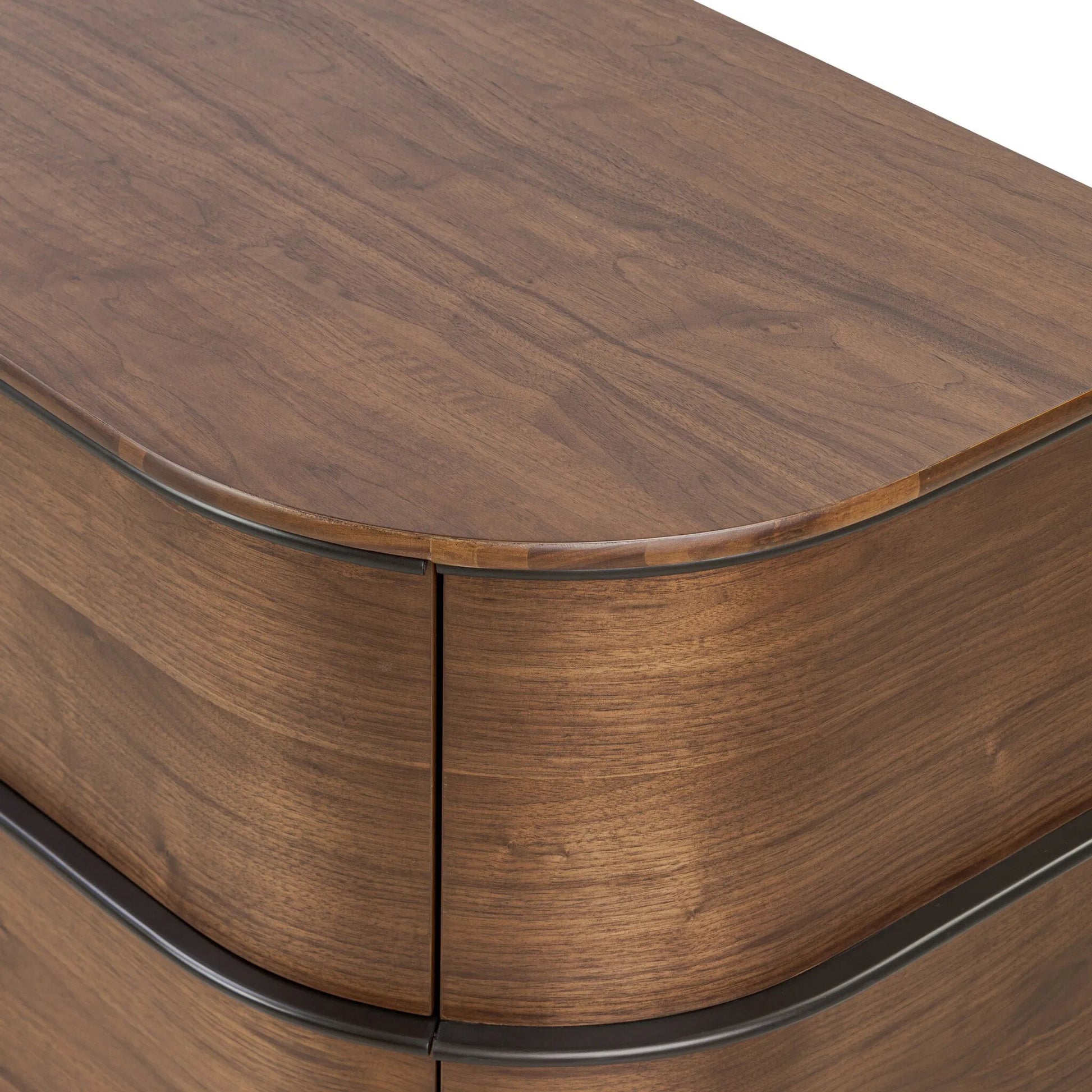 Theo 6 Drawer Dresser by Four Hands in dark brown walnut, dark brown walnut veneer. Made from solid walnut, walnut veneer in a unique style.