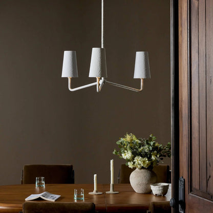 Vincennes Chandelier by Four Hands in matte white plaster. Made from iron in a unique style.