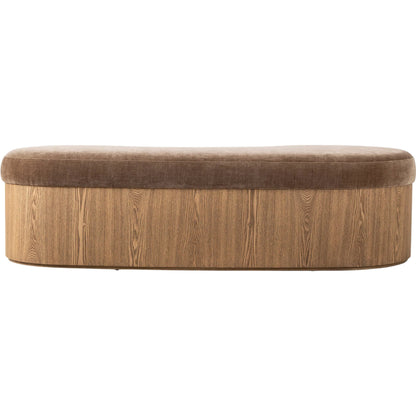Celeste Accent Bench by Four Hands in altair mushroom, toasted ash thick veneer. Made from 100% polyester, thick ash veneer in a unique style.