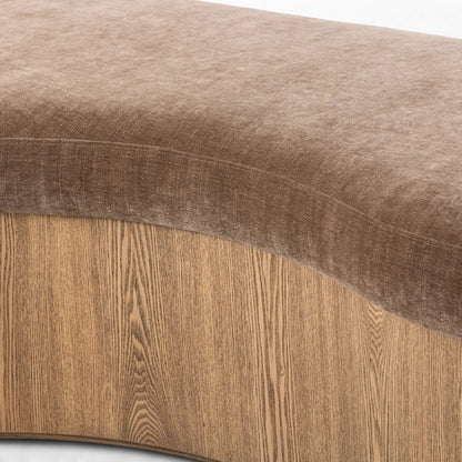 Celeste Accent Bench by Four Hands in altair mushroom, toasted ash thick veneer. Made from 100% polyester, thick ash veneer in a unique style.
