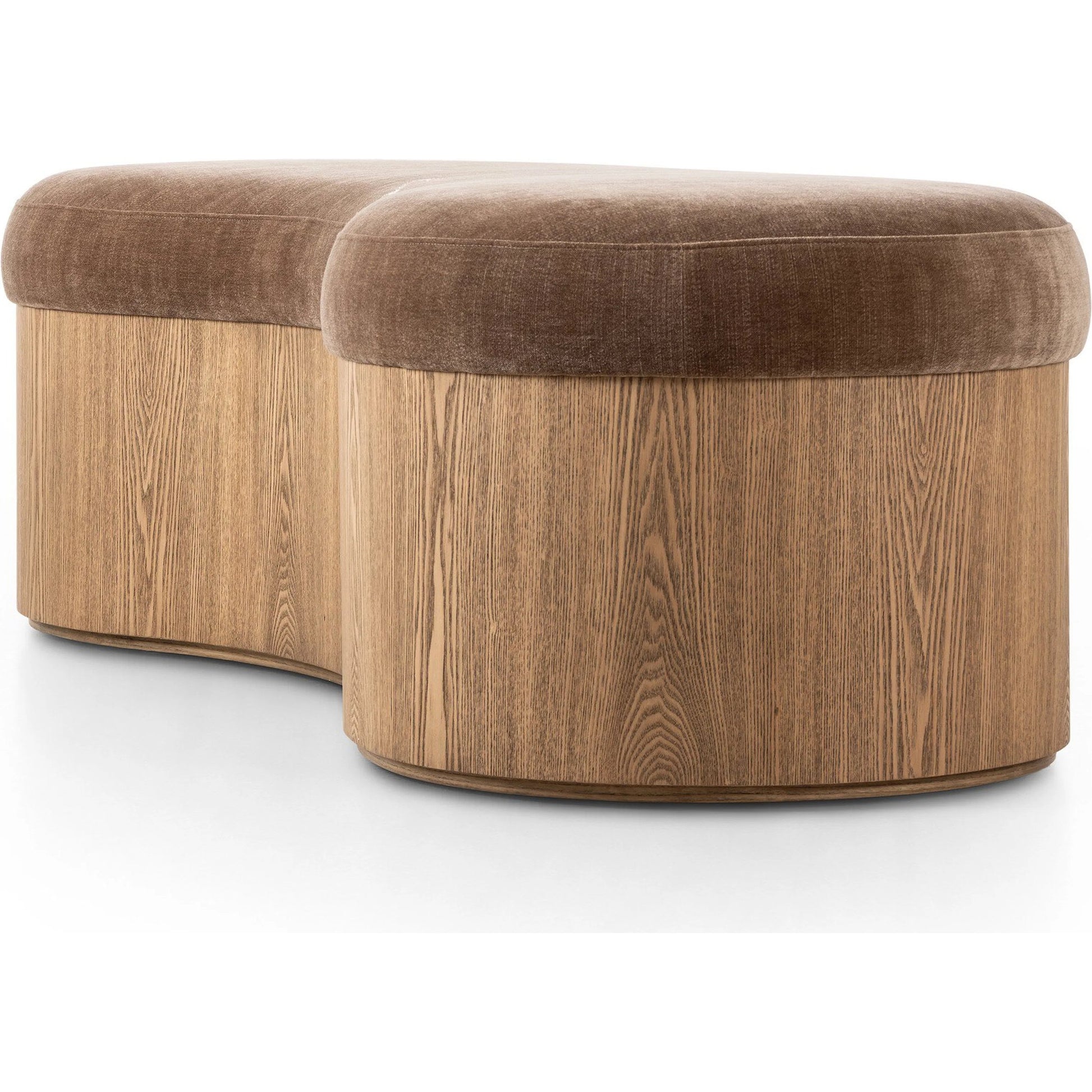Celeste Accent Bench by Four Hands in altair mushroom, toasted ash thick veneer. Made from 100% polyester, thick ash veneer in a unique style.