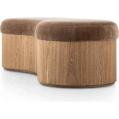 Celeste Accent Bench by Four Hands in altair mushroom, toasted ash thick veneer. Made from 100% polyester, thick ash veneer in a unique style.