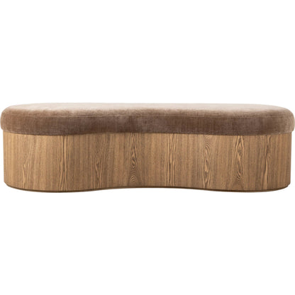 Celeste Accent Bench by Four Hands in altair mushroom, toasted ash thick veneer. Made from 100% polyester, thick ash veneer in a unique style.