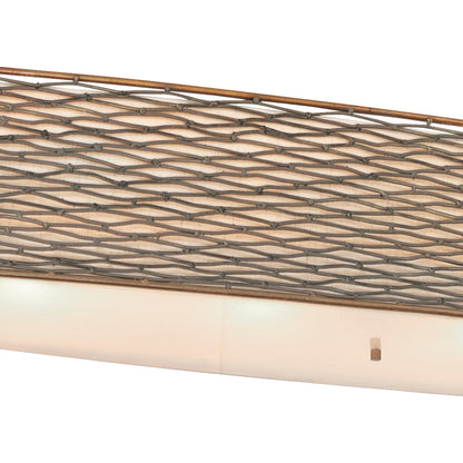 Flow Oval Linear Pendant by Varaluz in hammered orange. Made from hammered ore, tan silk slug shade, acrylic diffuser in a modern style.