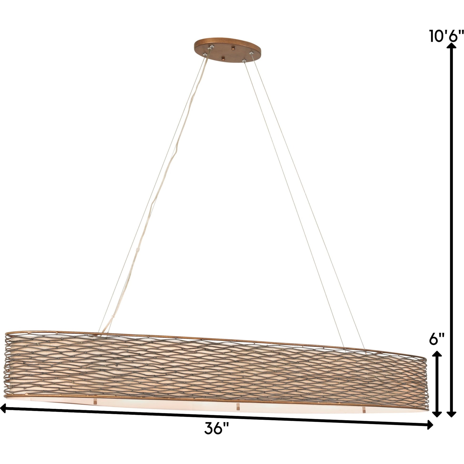 Flow Oval Linear Pendant by Varaluz in hammered orange. Made from hammered ore, tan silk slug shade, acrylic diffuser in a modern style.