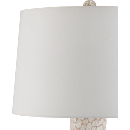 Edwell Table Lamp by Currey and Company in whitewash. Made from wood in a modern style.