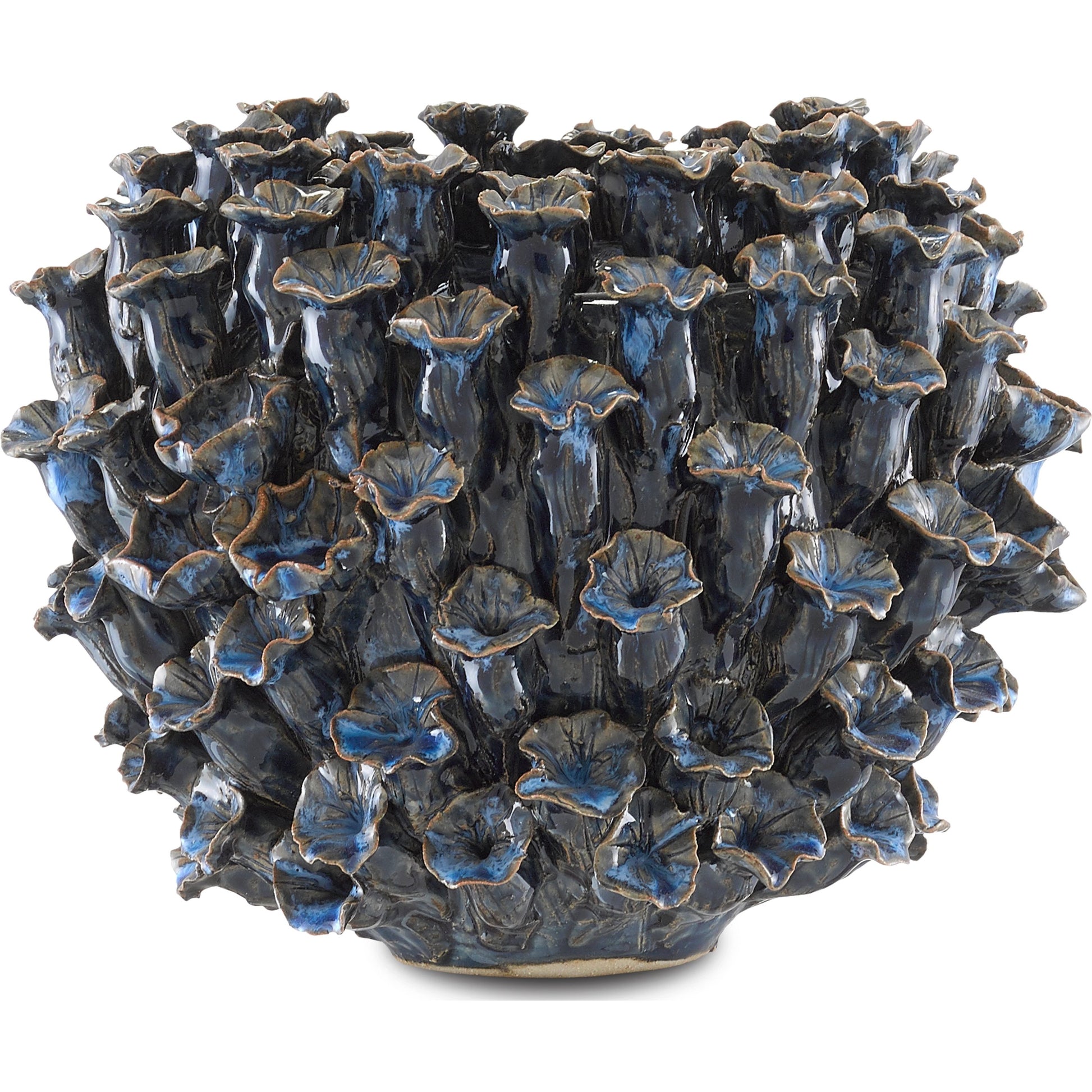 Manitapi Blue Vase by Currey and Company in blue. Made from ceramic in a coastal style.