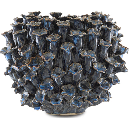 Manitapi Blue Vase by Currey and Company in blue. Made from ceramic in a coastal style.