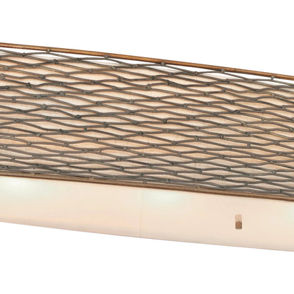 Flow Oval Linear Pendant by Varaluz in hammered orange. Made from hammered ore, tan silk slug shade, acrylic diffuser in a modern style.