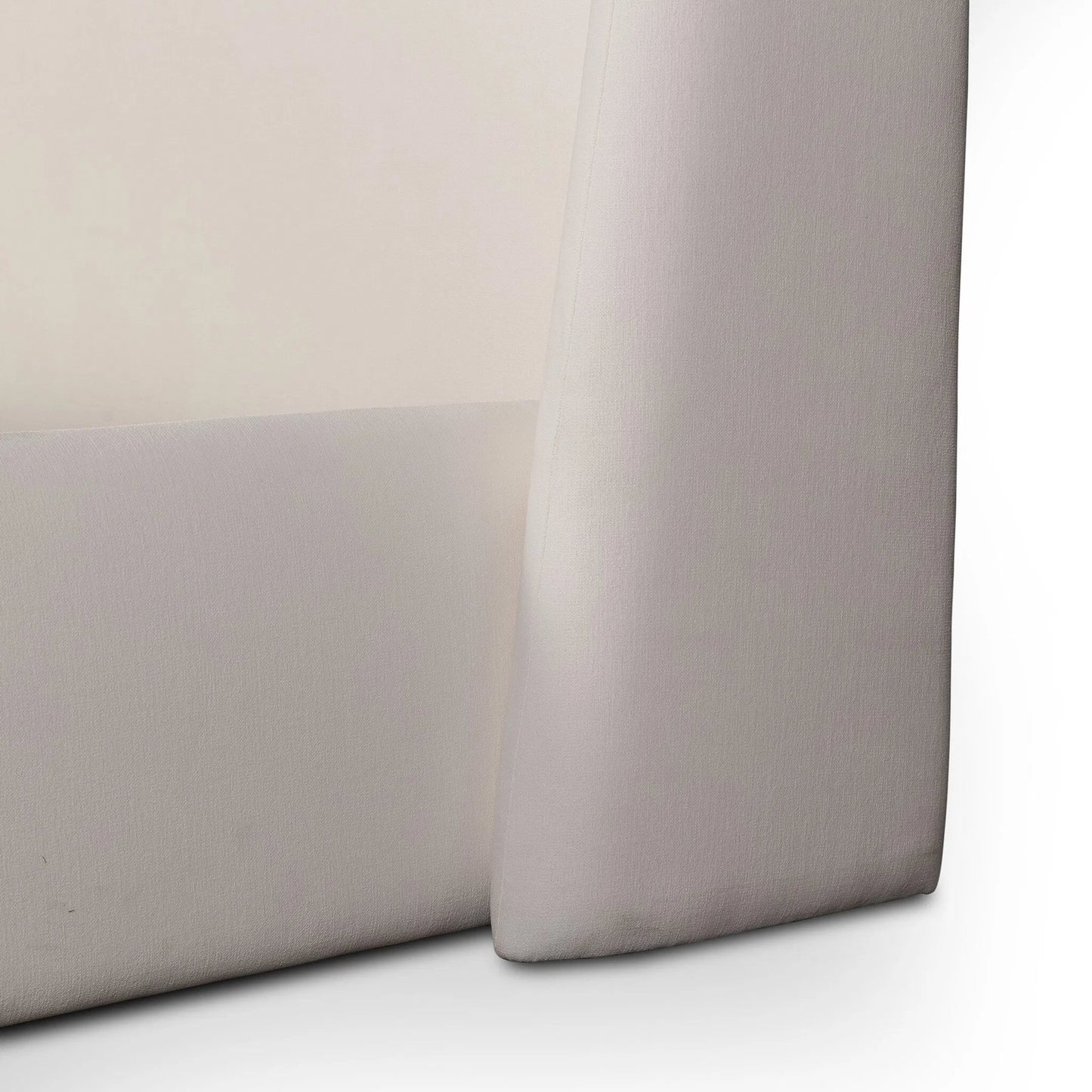 010 SI-2446580,SI-2446581 | Closeup | Hexley Bed by Four Hands in crypton nomad marshmallow. Made from 92% polyester, 8% flax/linen in a transitional style.