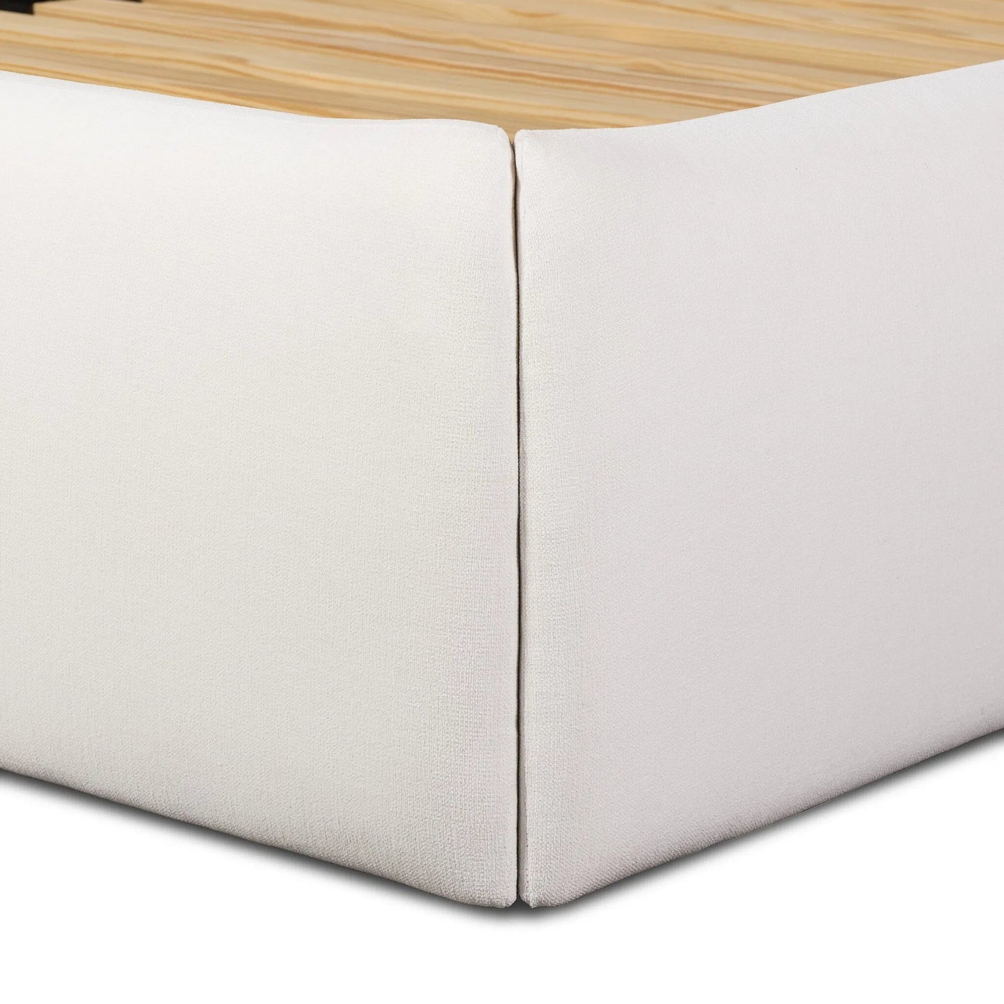 012 SI-2446580,SI-2446581 | Closeup | Hexley Bed by Four Hands in crypton nomad marshmallow. Made from 92% polyester, 8% flax/linen in a transitional style.