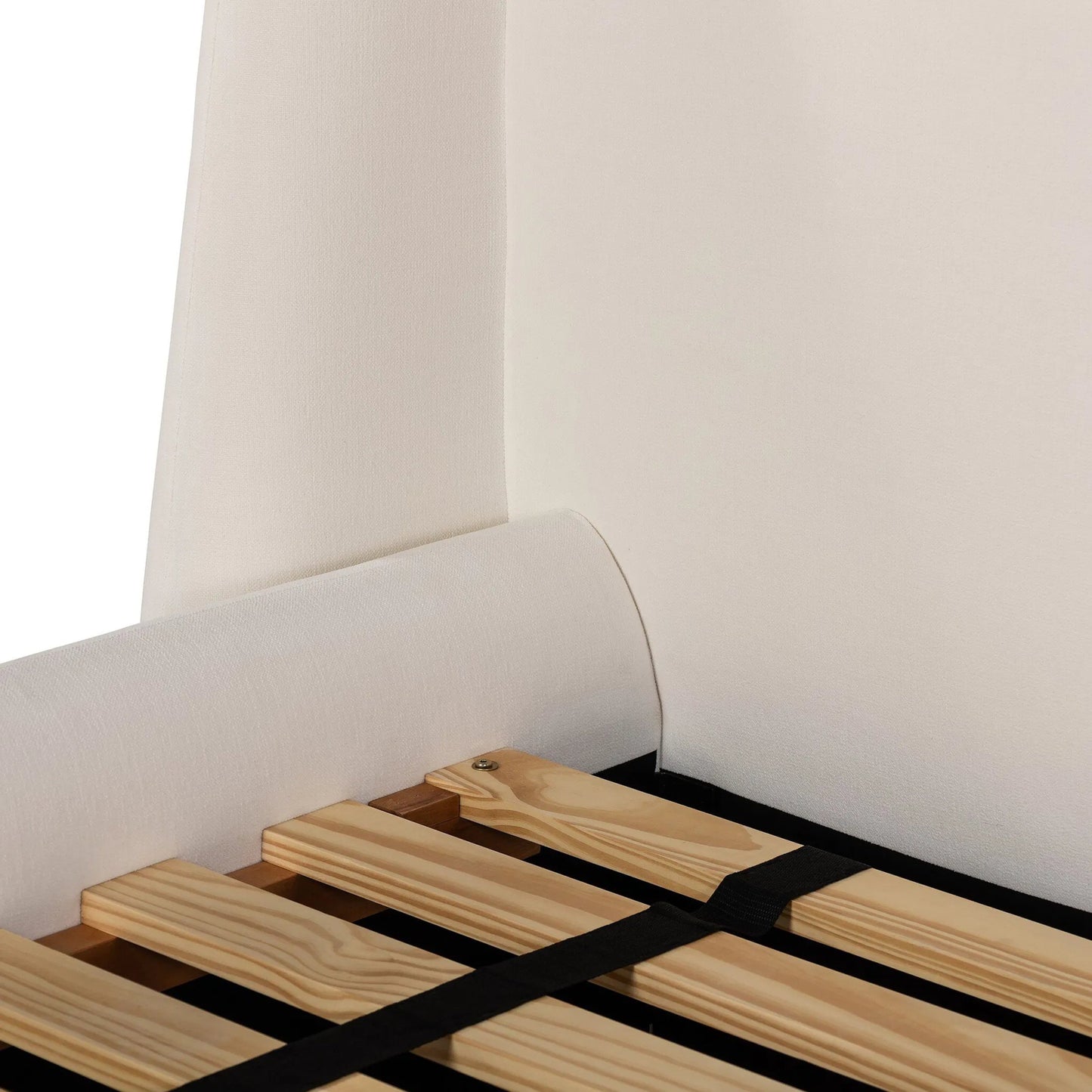 013 SI-2446580,SI-2446581 | Closeup | Hexley Bed by Four Hands in crypton nomad marshmallow. Made from 92% polyester, 8% flax/linen in a transitional style.