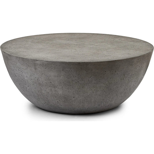 Boula Outdoor Coffee Table by Four Hands in aged smoke concrete. Made from solid concrete in a transitional style.