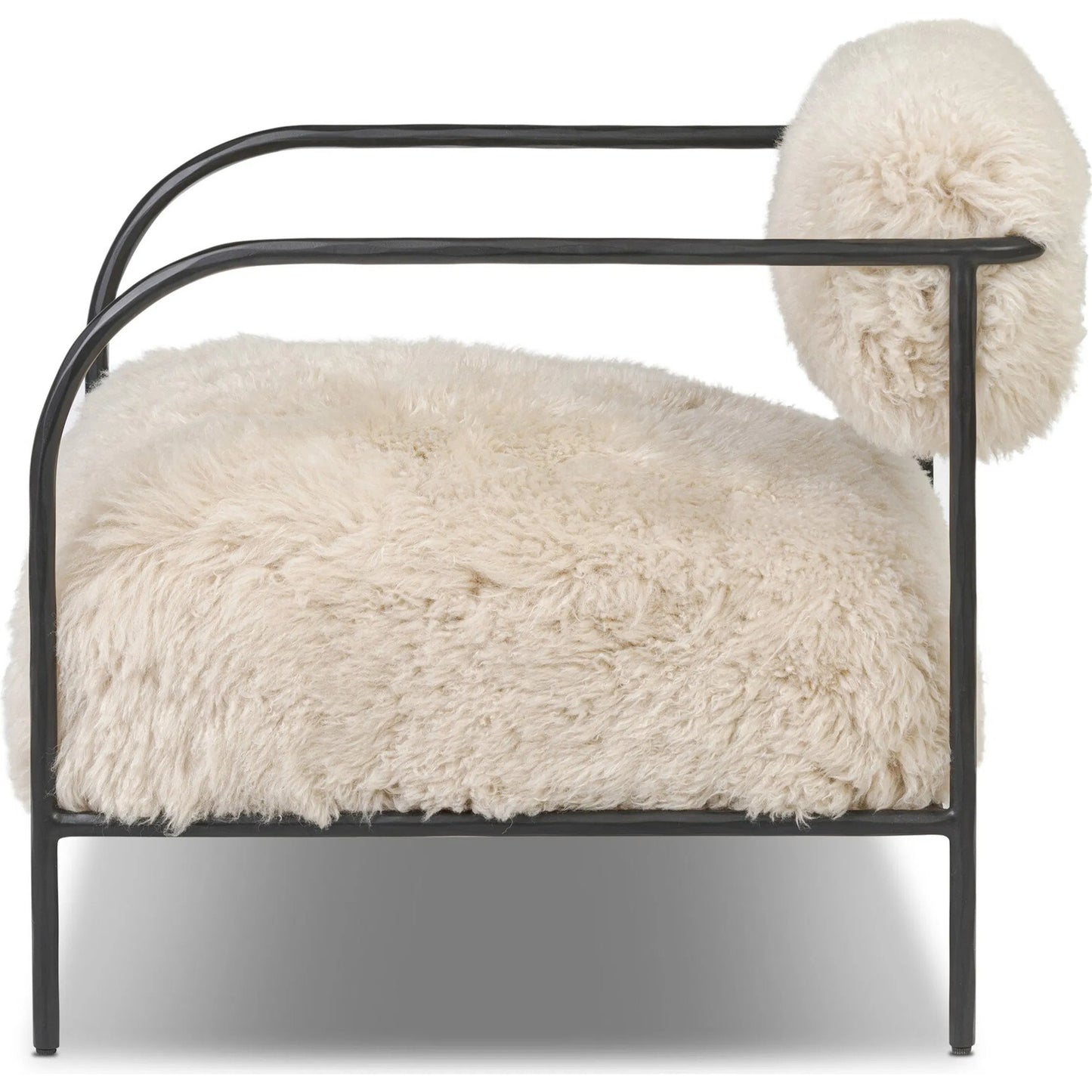 010 SI-2519168 | Additional Silo | Fenn Chair by Four Hands in champagne mongolian fur, hammered iron. Made from 100% wool fur, iron in a modern style.