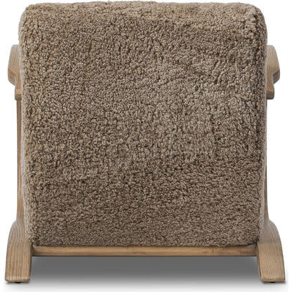 Burke Chair by Four Hands in taupe shearling, sandy oak veneer. Made from shearling, oak veneer in a eclectic & global style.
