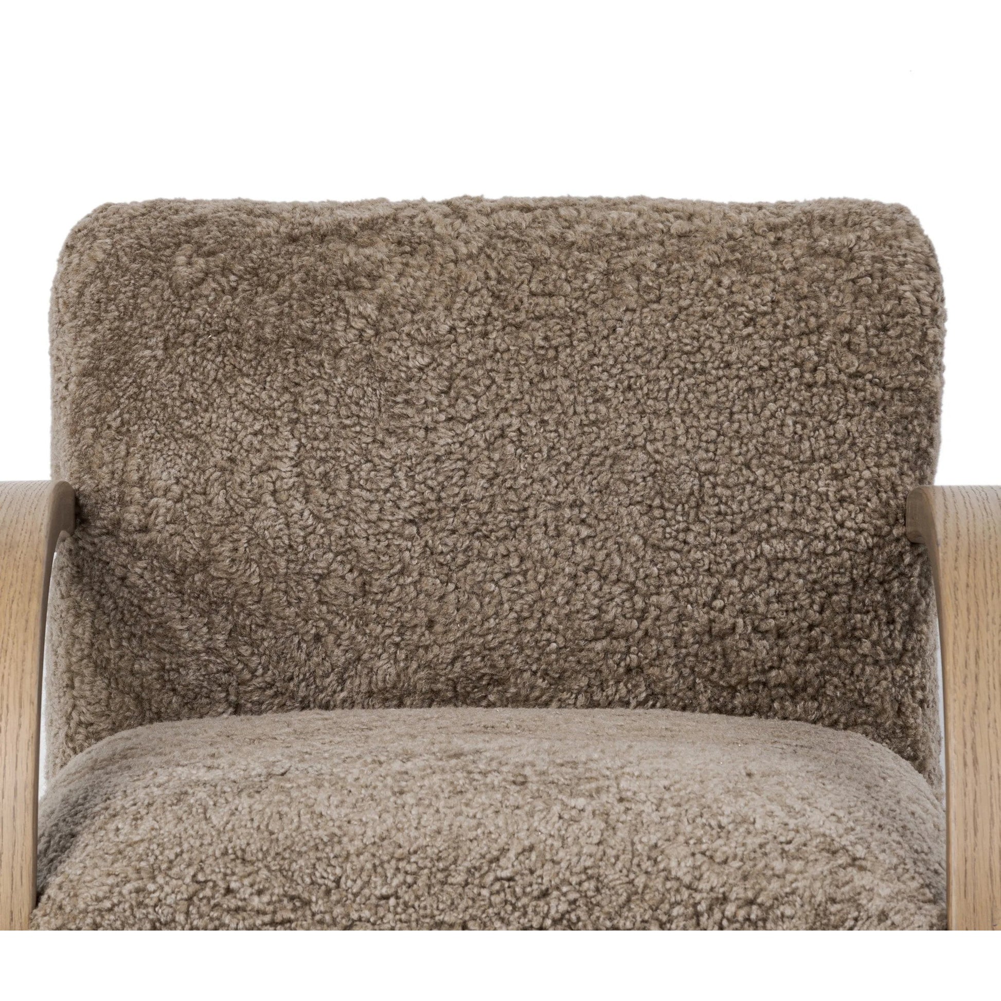 Burke Chair by Four Hands in taupe shearling, sandy oak veneer. Made from shearling, oak veneer in a eclectic & global style.