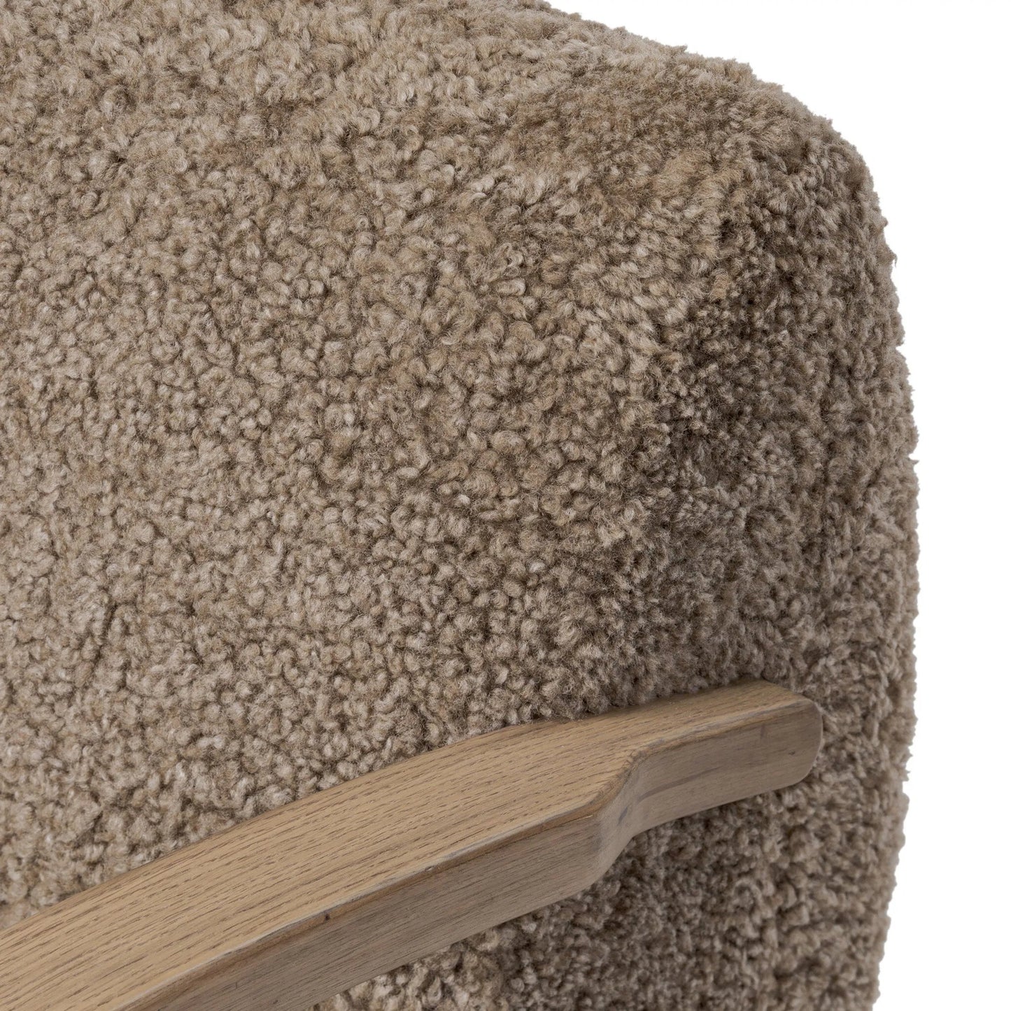 006 SI-2446692 | Closeup | Burke Chair by Four Hands in taupe shearling, sandy oak veneer. Made from shearling, oak veneer in a eclectic & global style.