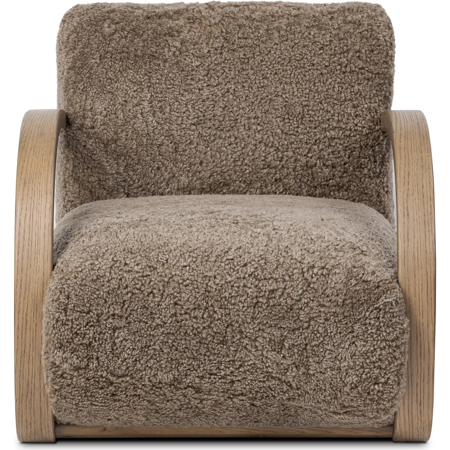 000 SI-2446692 | Additional Silo | Burke Chair by Four Hands in taupe shearling, sandy oak veneer. Made from shearling, oak veneer in a eclectic & global style.