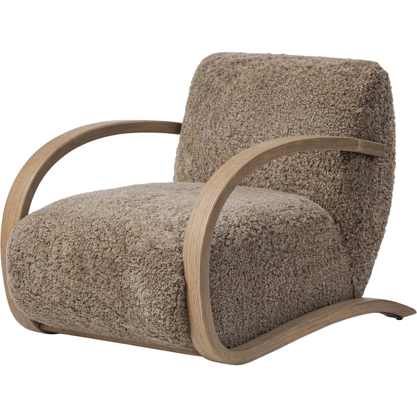 014 SI-2446692 | Primary Silo | Burke Chair by Four Hands in taupe shearling, sandy oak veneer. Made from shearling, oak veneer in a eclectic & global style.