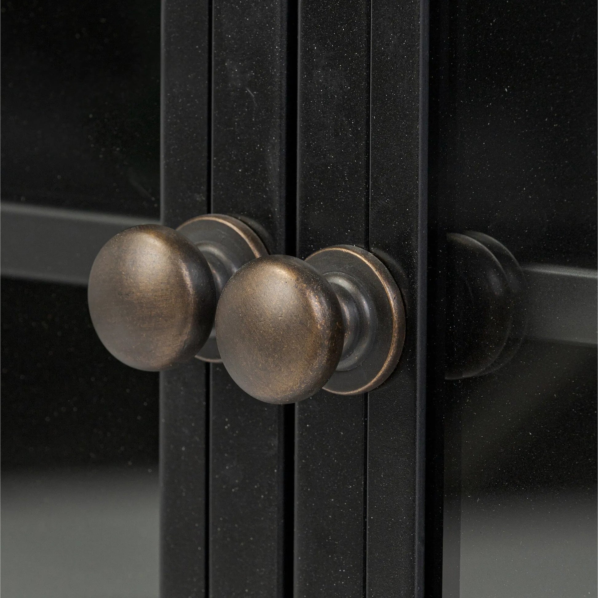 Breya Media Console by Four Hands in black, tempered glass. Made from iron, tempered glass in a unique style.