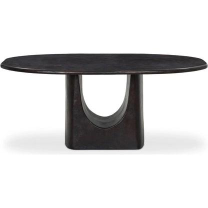 Amato Outdoor Dining Table-72" by Four Hands in antique rust. Made from aluminum in a modern style.
