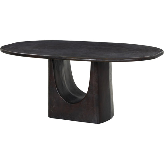 Amato Outdoor Dining Table-72" by Four Hands in antique rust. Made from aluminum in a unique style.
