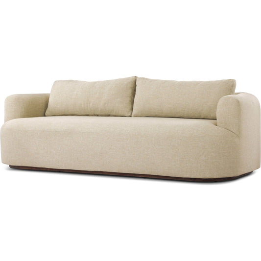 Lavine Outdoor Sofa by Four Hands in alessi buff, stained toasted brown-fsc. Made from 100% polypropylene, solid fsc®-certified teak in a unique style.