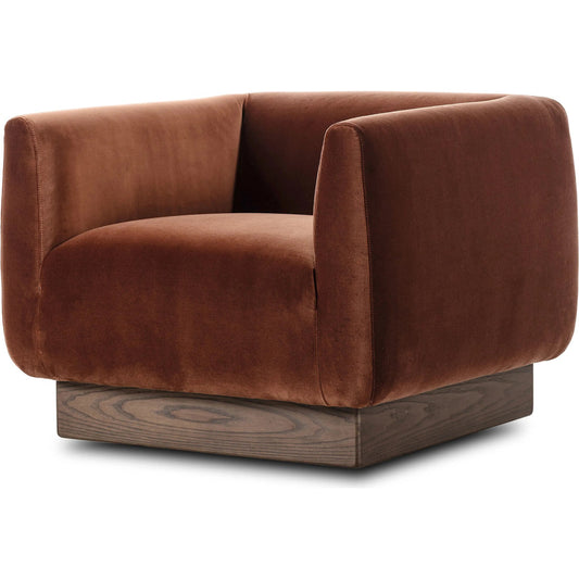Samir Swivel Chair by Four Hands in surrey auburn, vintage ash veneer. Made from 76.8% cotton, 23.2% polyester, ash veneer in a unique style.