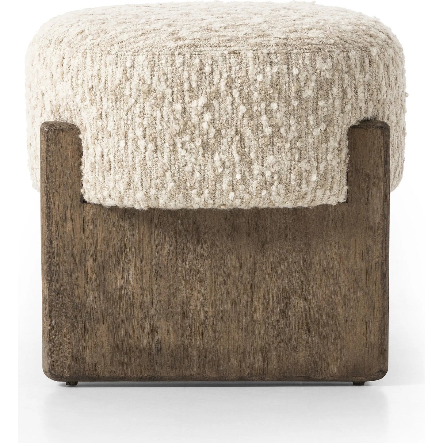 005 SI-2449398 | Additional Silo | Kirby Accent Stool by Four Hands in solema cream, distressed natural. Made from 65% acrylic, 21% polyester, 10% wool, 3% cotton, and 1% rayon, solid parawood in a transitional style.