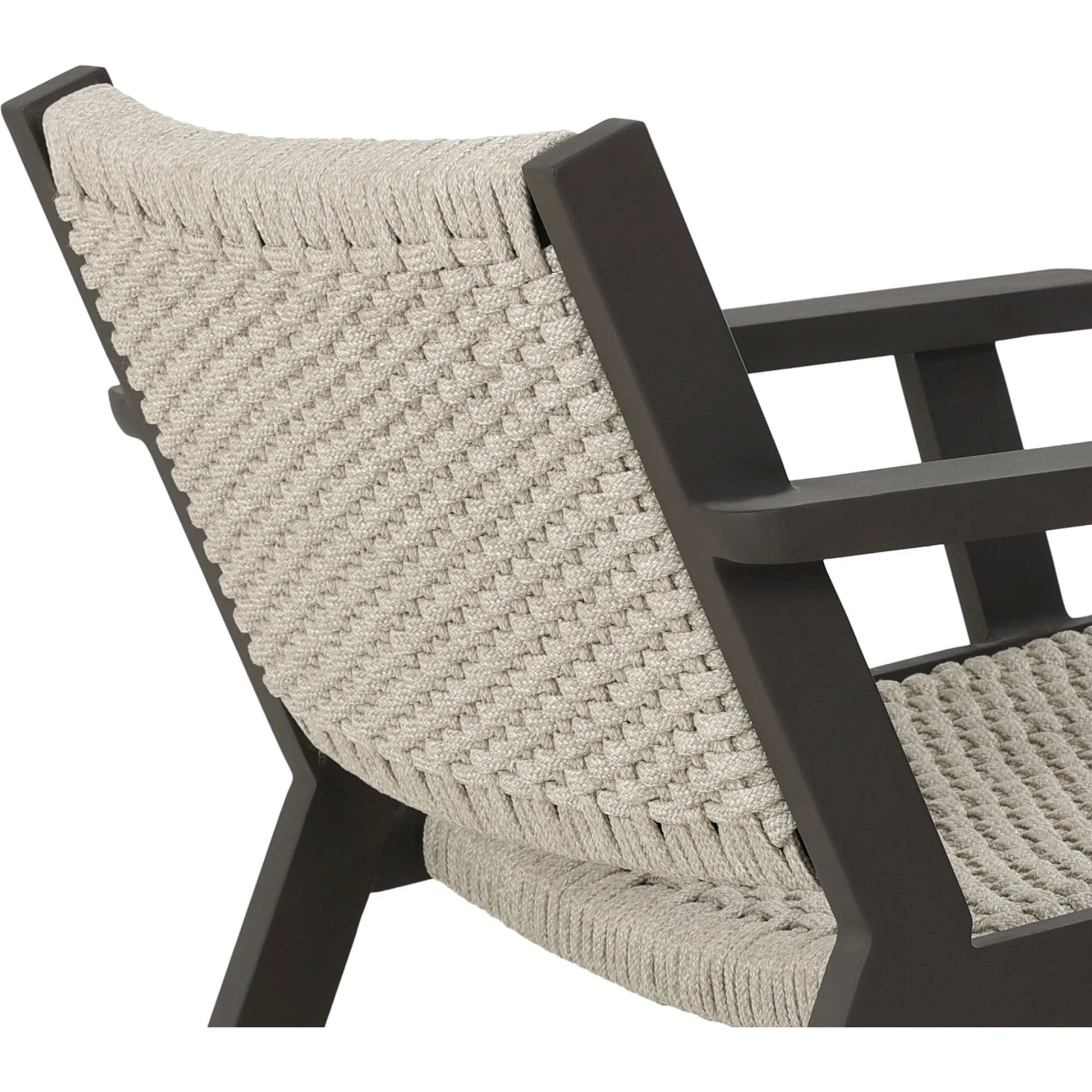 Delano Outdoor Metal Chair by Four Hands in ivory rope, bronze. Made from 100% polypropylene, aluminum in a unique style.
