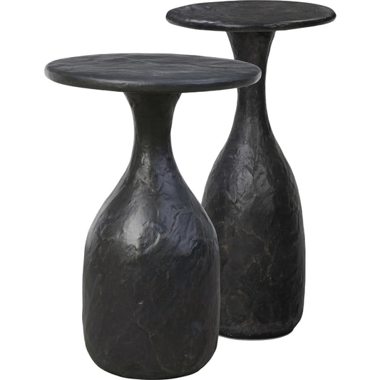 Cora Nesting End Tables by Four Hands in obsidian concrete. Made from solid concrete in a unique style.