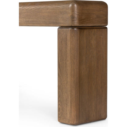 Eva Console Table by Four Hands in drifted oak veneer. Made from oak veneer in a unique style.