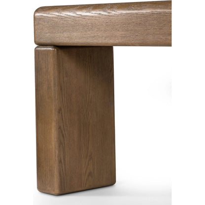 Eva Console Table by Four Hands in drifted oak veneer. Made from oak veneer in a unique style.