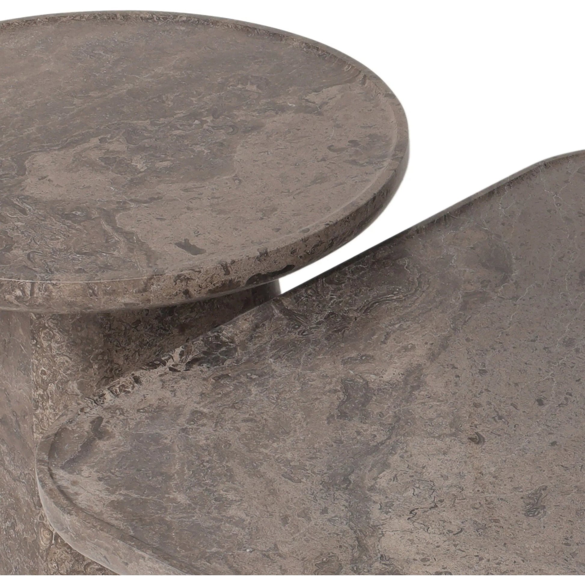 Zane Coffee Table Set by Four Hands in warm grey marble. Made from solid marble in a modern style.