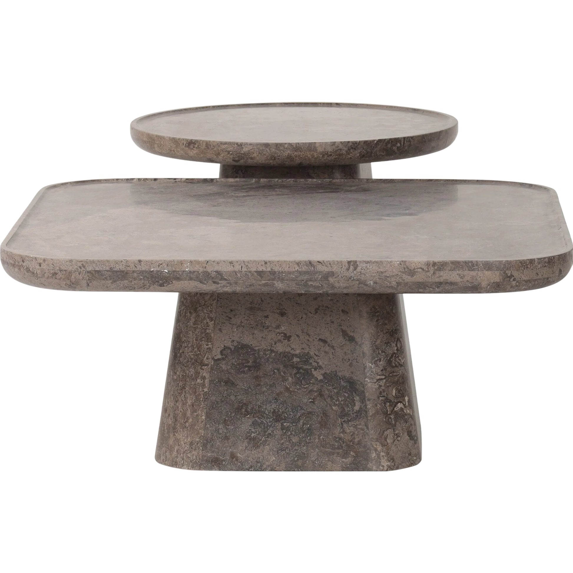 Zane Coffee Table Set by Four Hands in warm grey marble. Made from solid marble in a modern style.