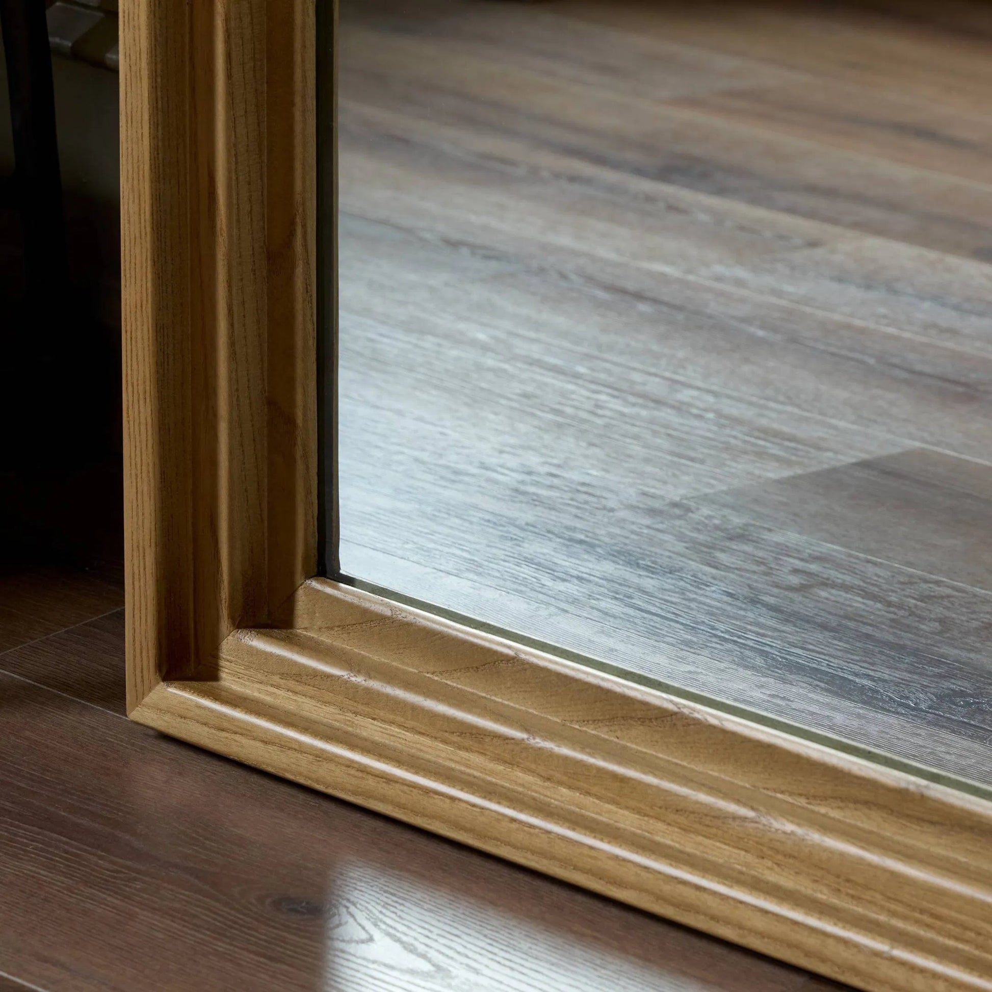 Belvin Floor Mirror by Four Hands in sandy nettlewood. Made from solid nettlewood, mirror in a transitional style.