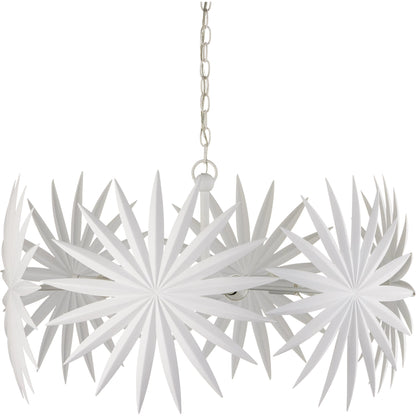 Bismarkia Chandelier by Currey and Company in gesso white. Made from wrought iron in a modern style.