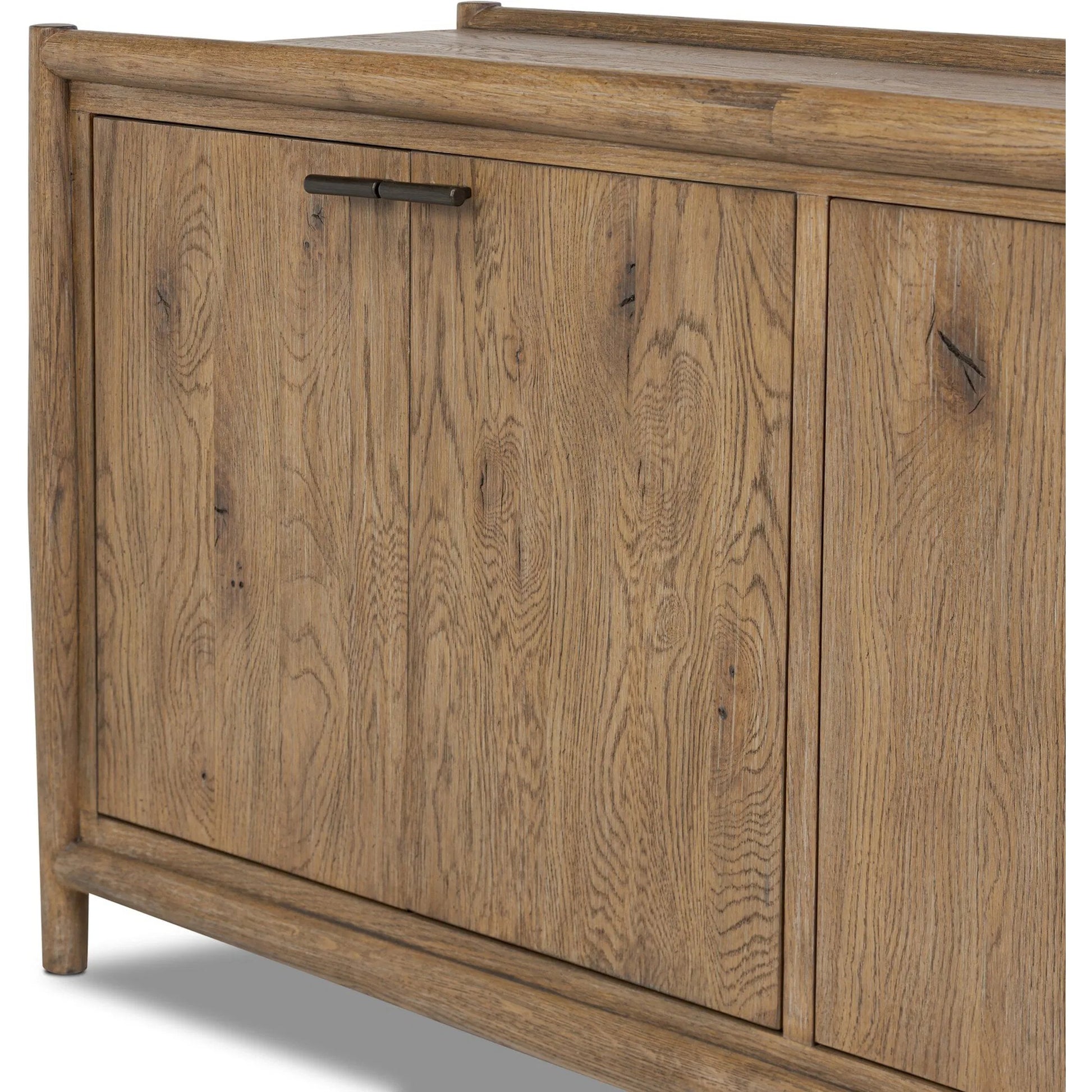 Glenview 4 Door Sideboard by Four Hands in weathered oak, weathered oak veneer. Made from solid oak, thick oak veneer in a traditional style.
