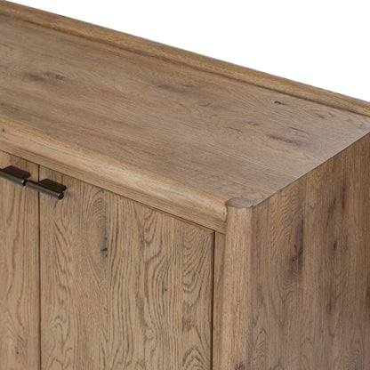 Glenview 4 Door Sideboard by Four Hands in weathered oak, weathered oak veneer. Made from solid oak, thick oak veneer in a traditional style.