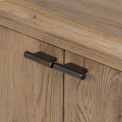 Glenview 4 Door Sideboard by Four Hands in weathered oak, weathered oak veneer. Made from solid oak, thick oak veneer in a traditional style.