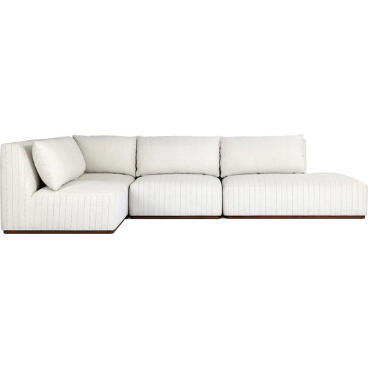 Adler Outdoor 4 Piece Sectional by Four Hands in amalfi natural, stained toasted brown-fsc, alessi linen. Made from 100% polypropylene, solid fsc®-certified teak in a unique style.