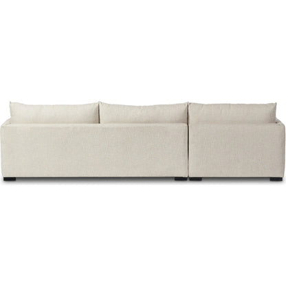 Wickham 2-Piece Sleeper Sectional by Four Hands in alameda snow, ebony, ronan linen. Made from 88% olefin, 11% polyester (uv), 1% polyester, solid maple, faux leather in a unique style.