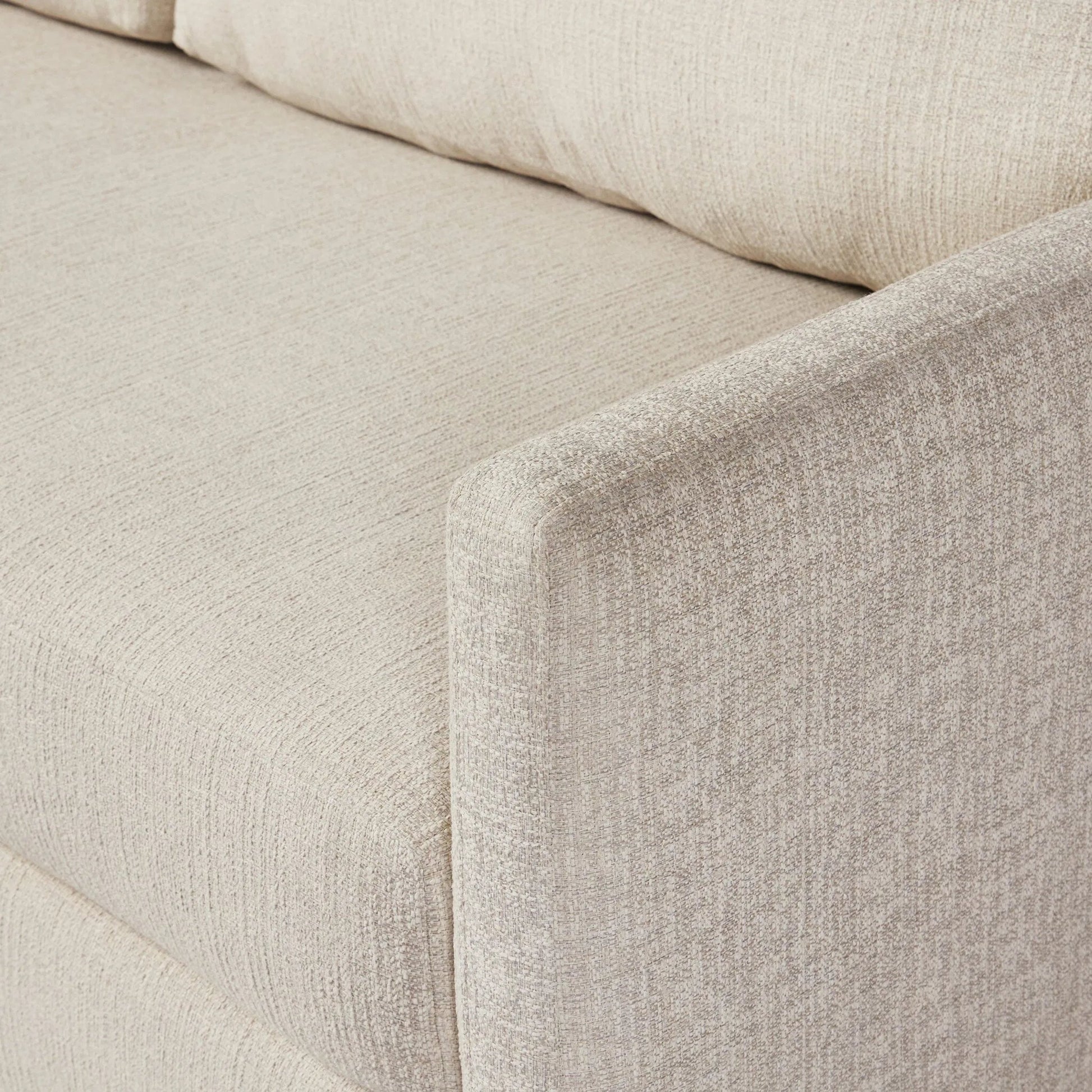 Wickham 2-Piece Sleeper Sectional by Four Hands in alameda snow, ebony, ronan linen. Made from 88% olefin, 11% polyester (uv), 1% polyester, solid maple, faux leather in a unique style.